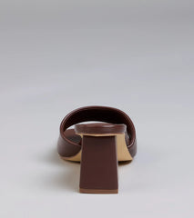 Chic Flair Square Toe Block Heel Mules