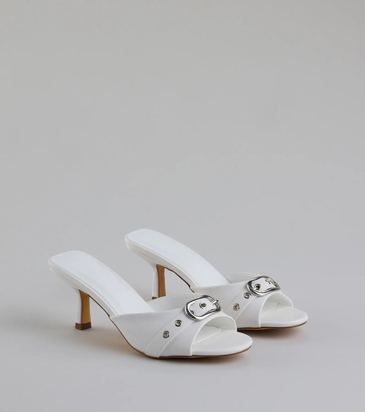 Brunch To Cocktails Buckle Stiletto Mules