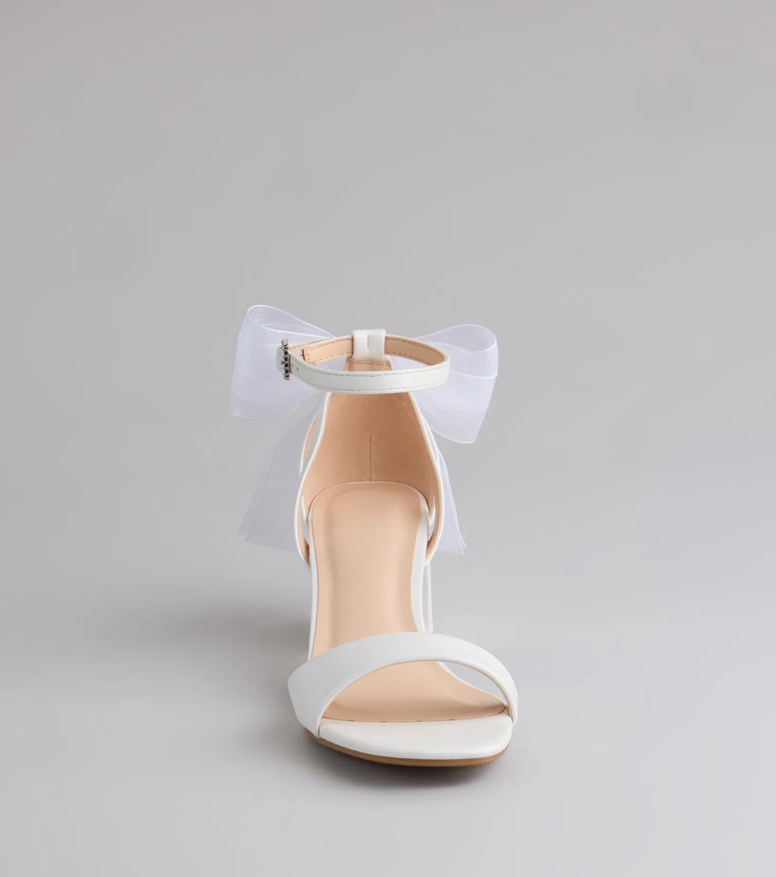 So Pretty Chiffon Bow Satin Block Heels