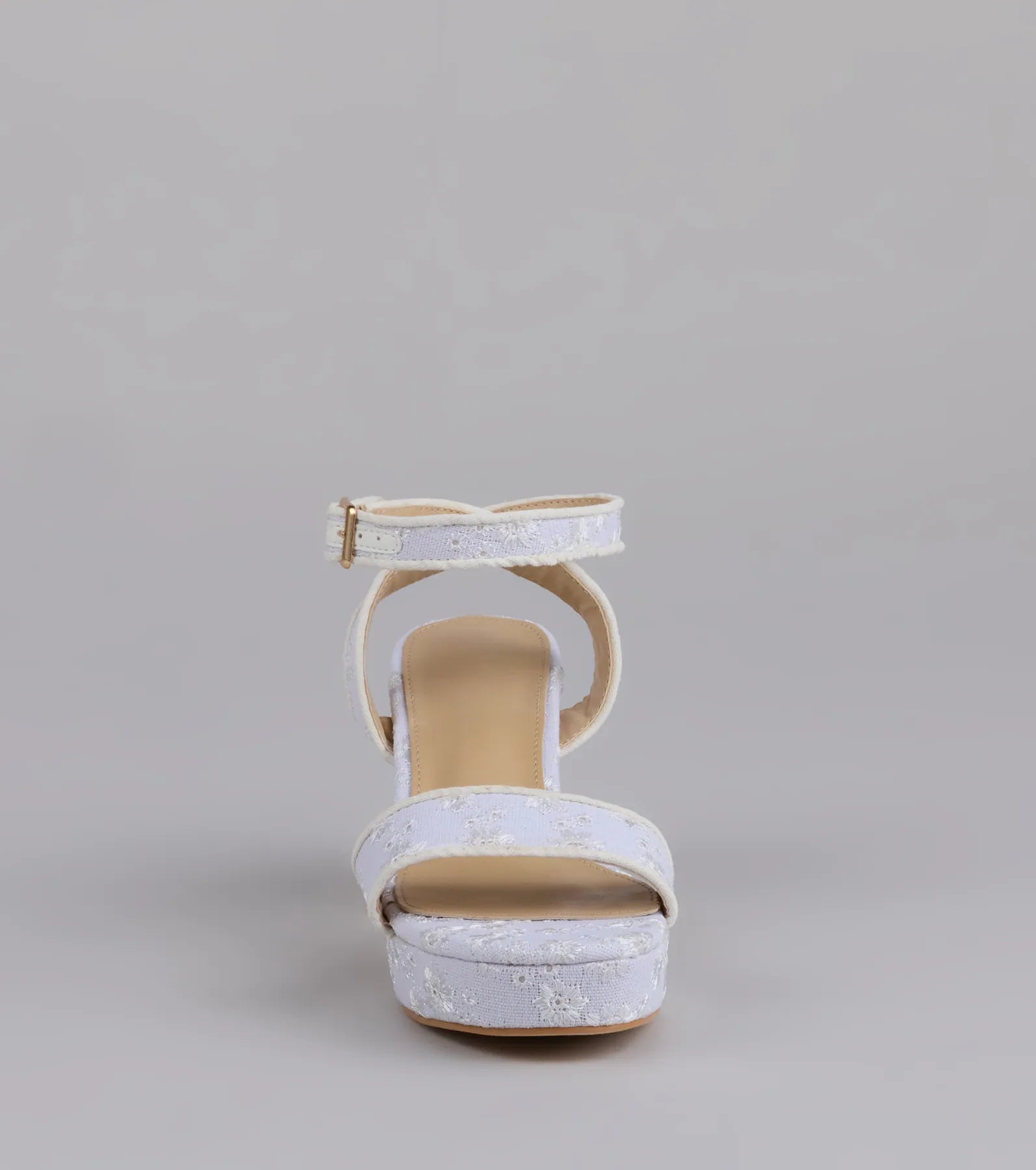 Stroll The Town Eyelet Platform Block Heels