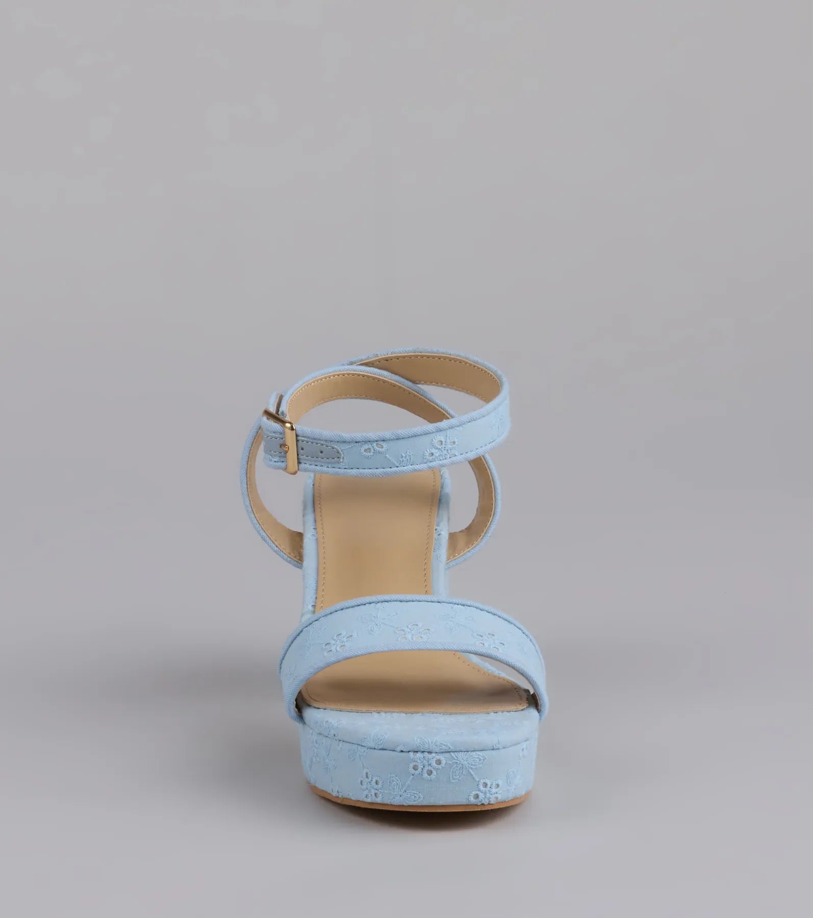 Stroll The Town Eyelet Platform Block Heels