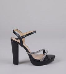 Dazzle Me Up Rhinestone Strappy Block Heels