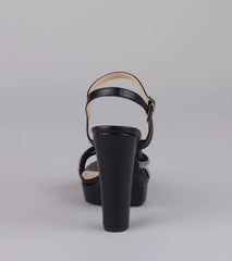 Dazzle Me Up Rhinestone Strappy Block Heels