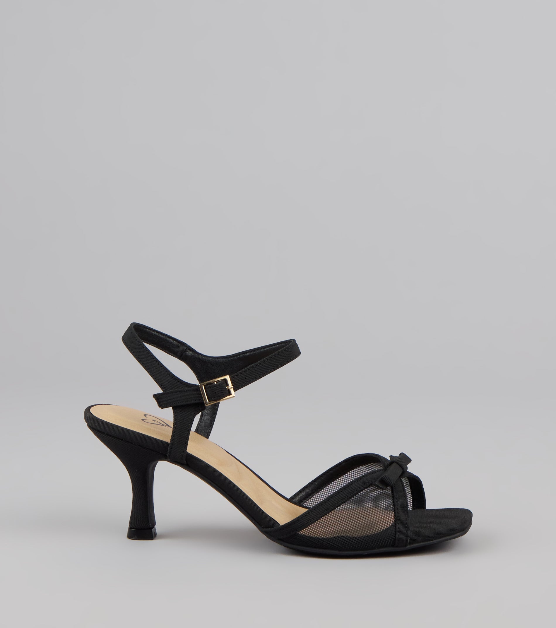 Flirty And Fancy Mesh Bow Kitten Heels