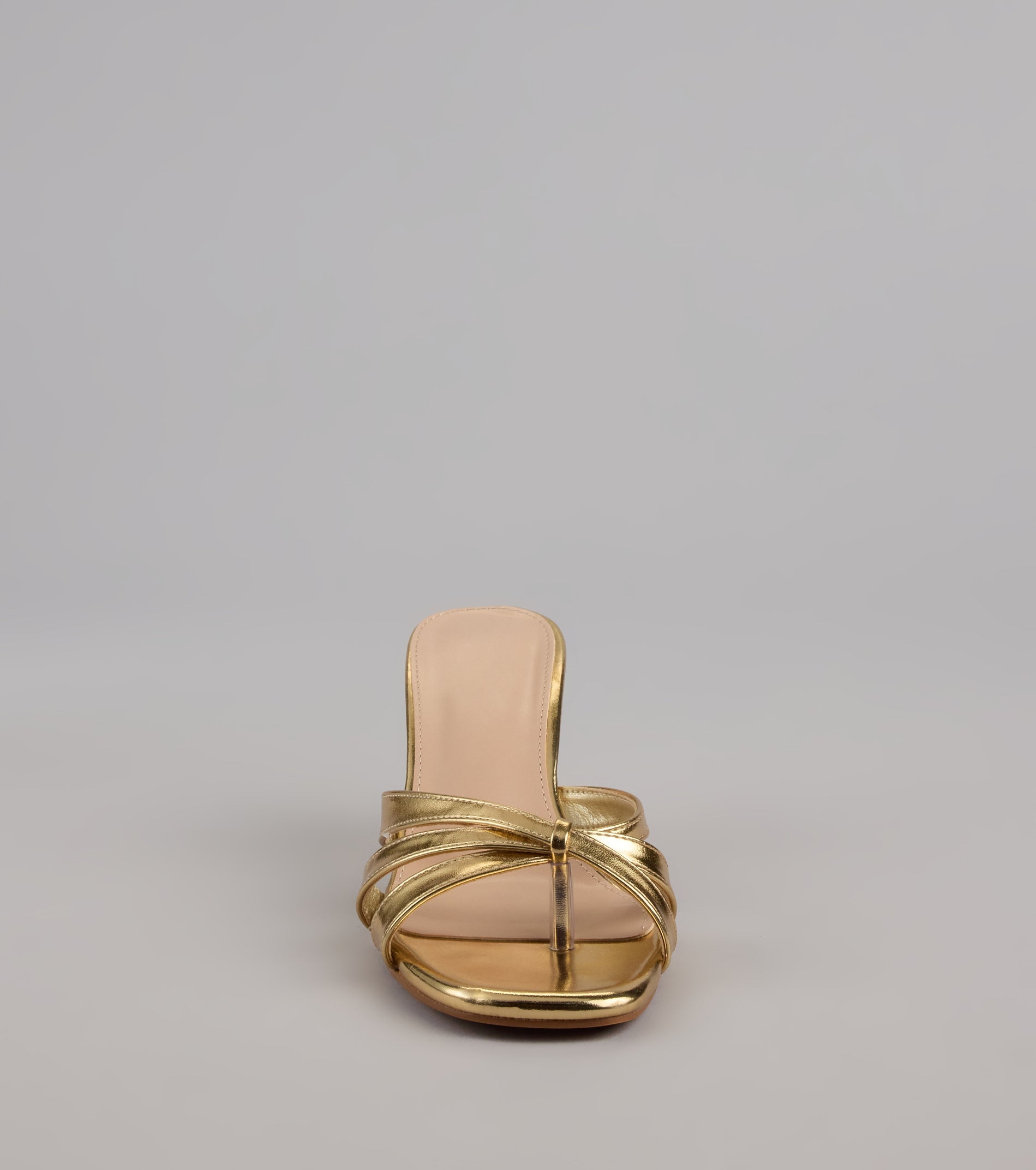 Shine Bright Metallic Thong Kitten Heels