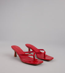 Sleek Obsessions Patent Thong Kitten Heels