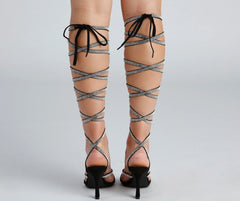 All About Glam Rhinestone Lace-Up Stiletto Heels