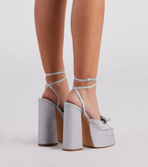 Major Diva Glitter Mesh Platform Heels