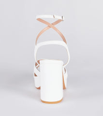 Criss Cross And Tell Platform Block Heels
