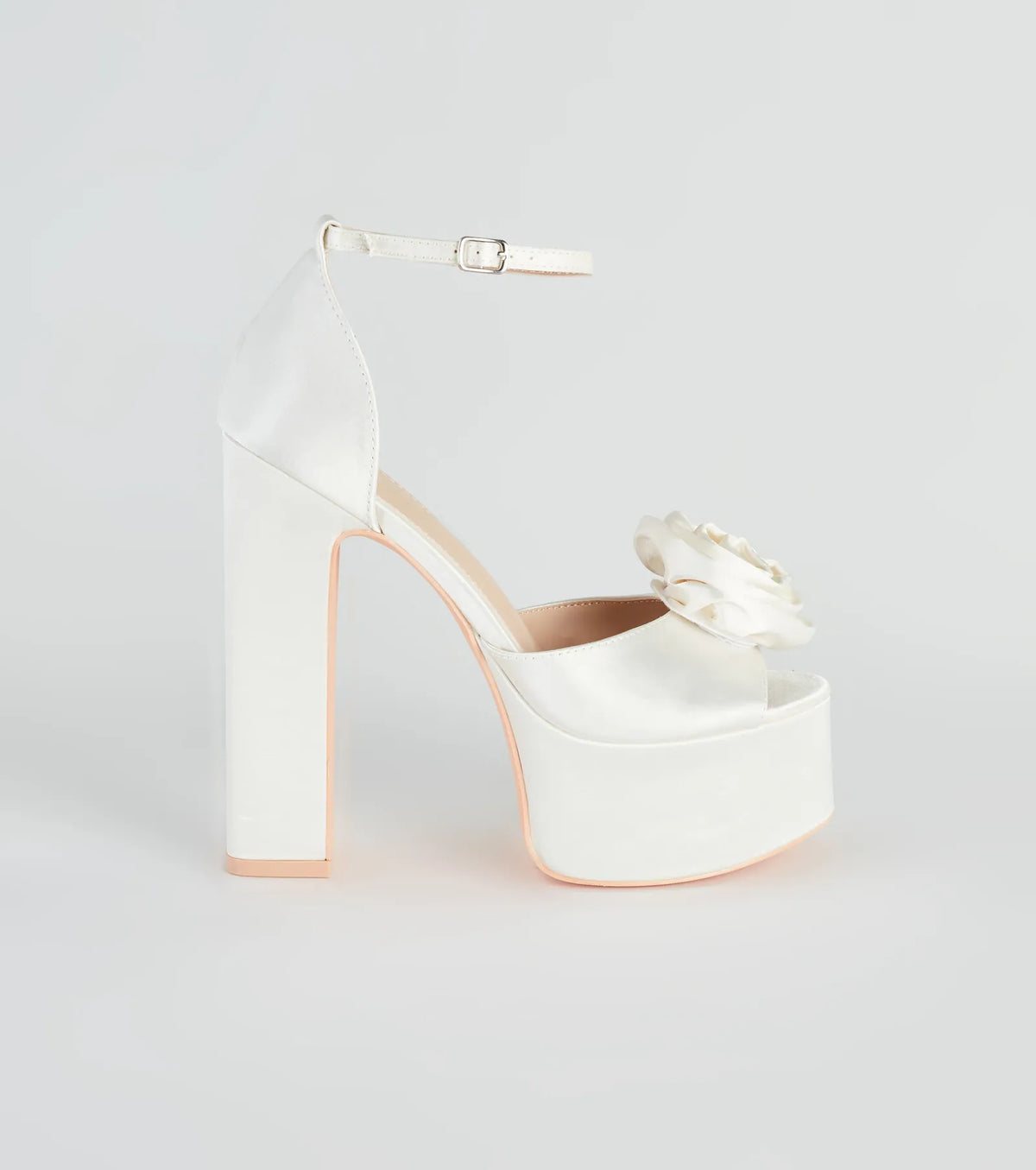 Fashion Strut Satin Rose Platform Heels