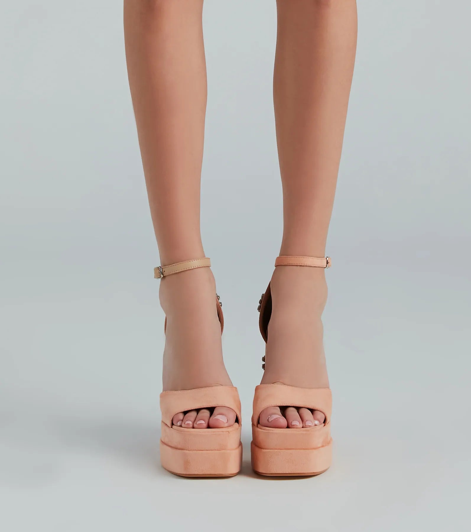 Vivid Color Gemstone Floral Platform Heels