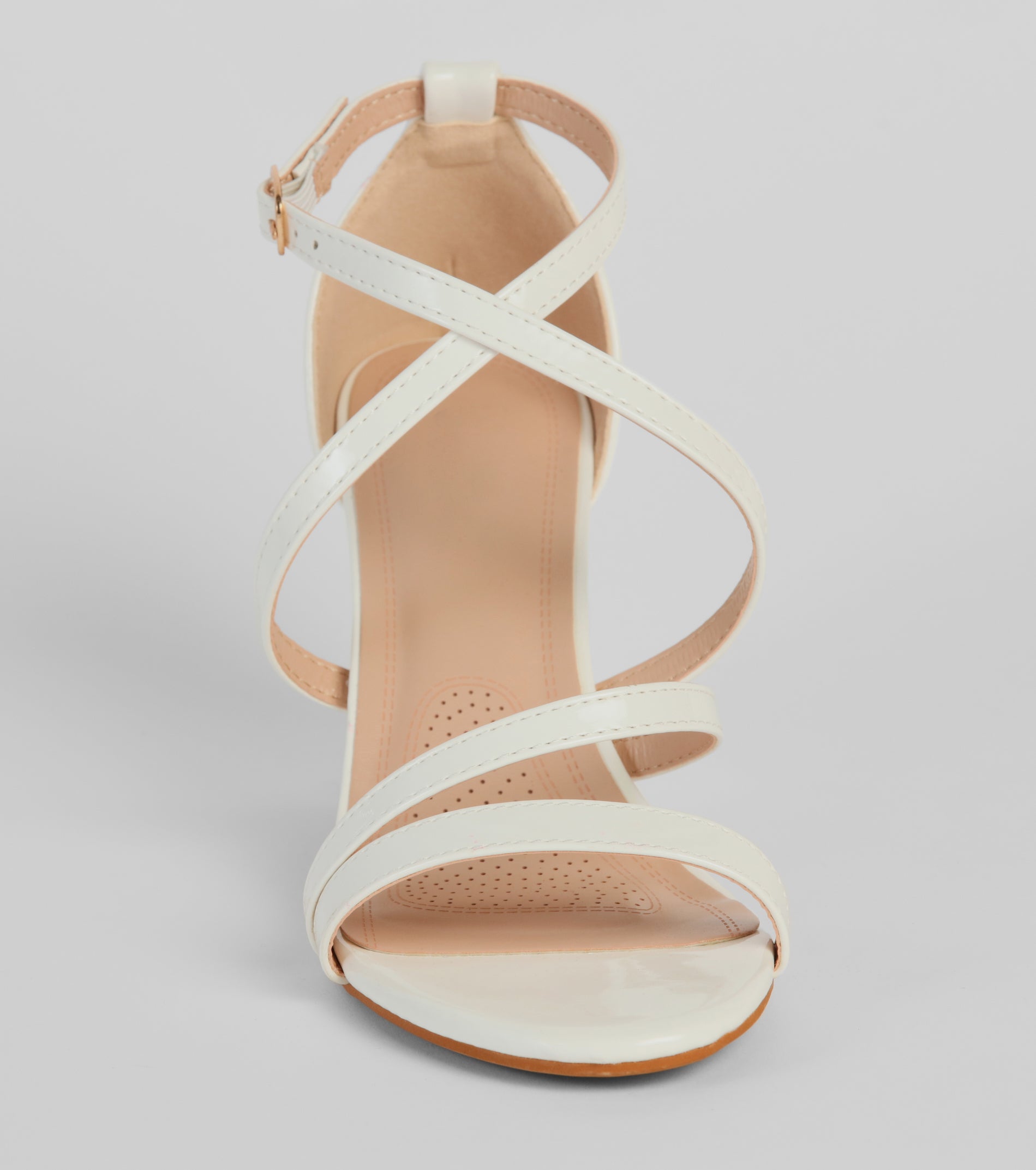 Best Behavior Patent Strappy Block Heels