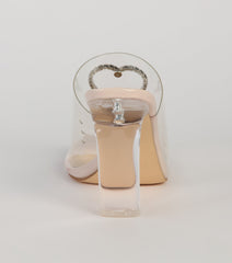 Pure Heart PVC Rhinestone Mules