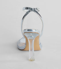 Major Glam Rhinestone Chrome Clear Block Heels