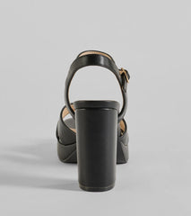 Timeless Treasure Criss-Cross Platform Block Heels