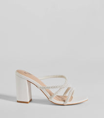 Beauty Unraveled Faux Pearl Rhinestone Block Heels