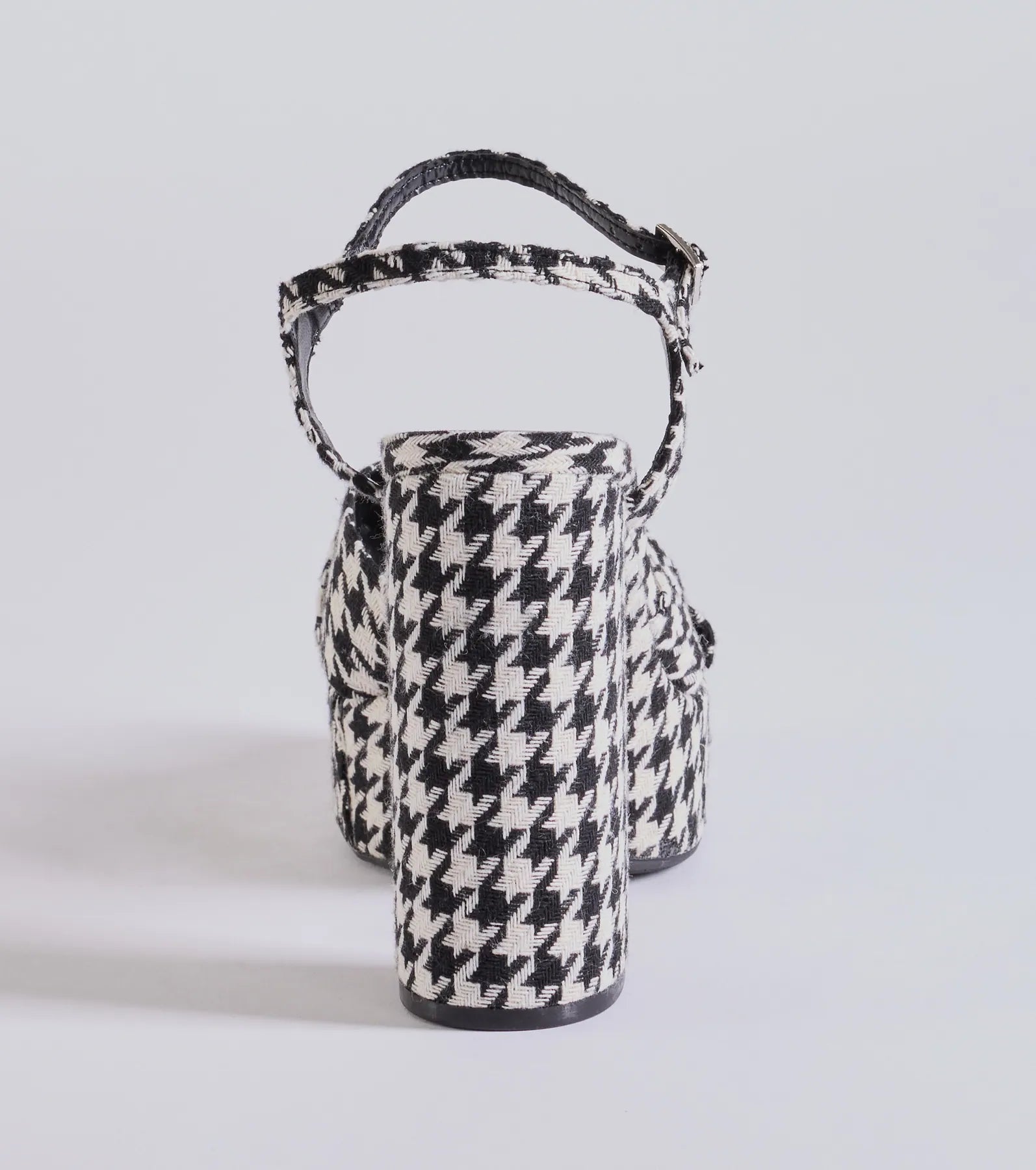 Style Icon Houndstooth Platform Knot Block Heels