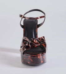 Chic Impression Tortoise Print Platform Knot Heels