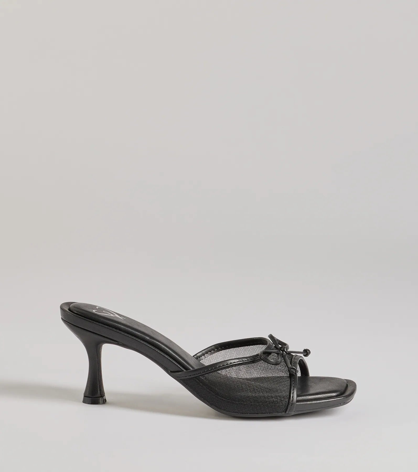 Adorable Bow Detail Mesh Strap Stiletto Mules