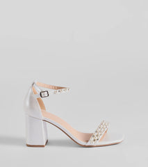 Endless Luxe Faux Pearl and Rhinestone Block Heels