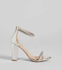 Glam Moves Rhinestone Strap Block Heels