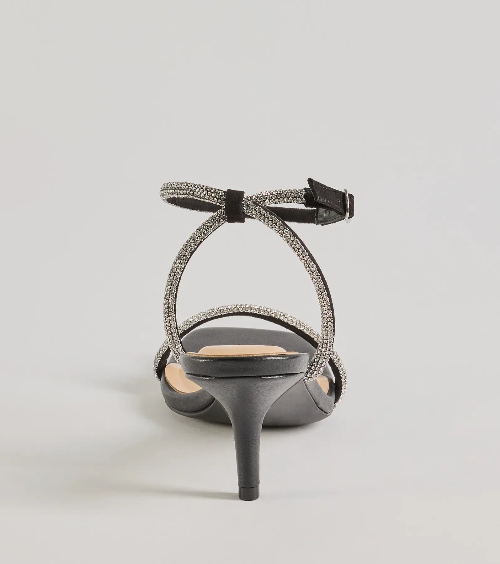 Chic Glamour Rhinestone Strappy Stiletto Kitten Heels