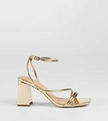 Get That Glow Metallic Block Heels