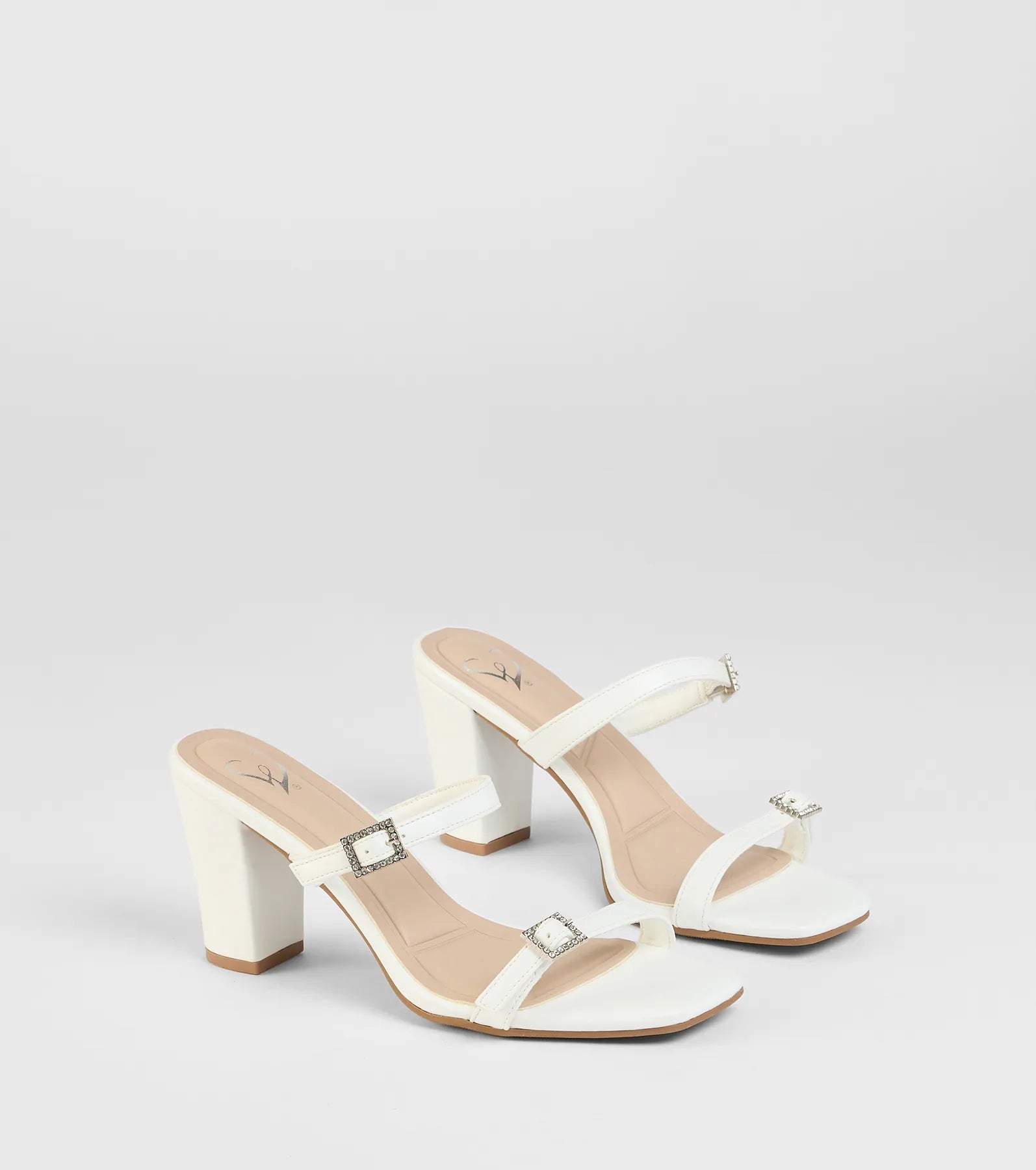 On The Down Low Rhinestone Buckle Mules