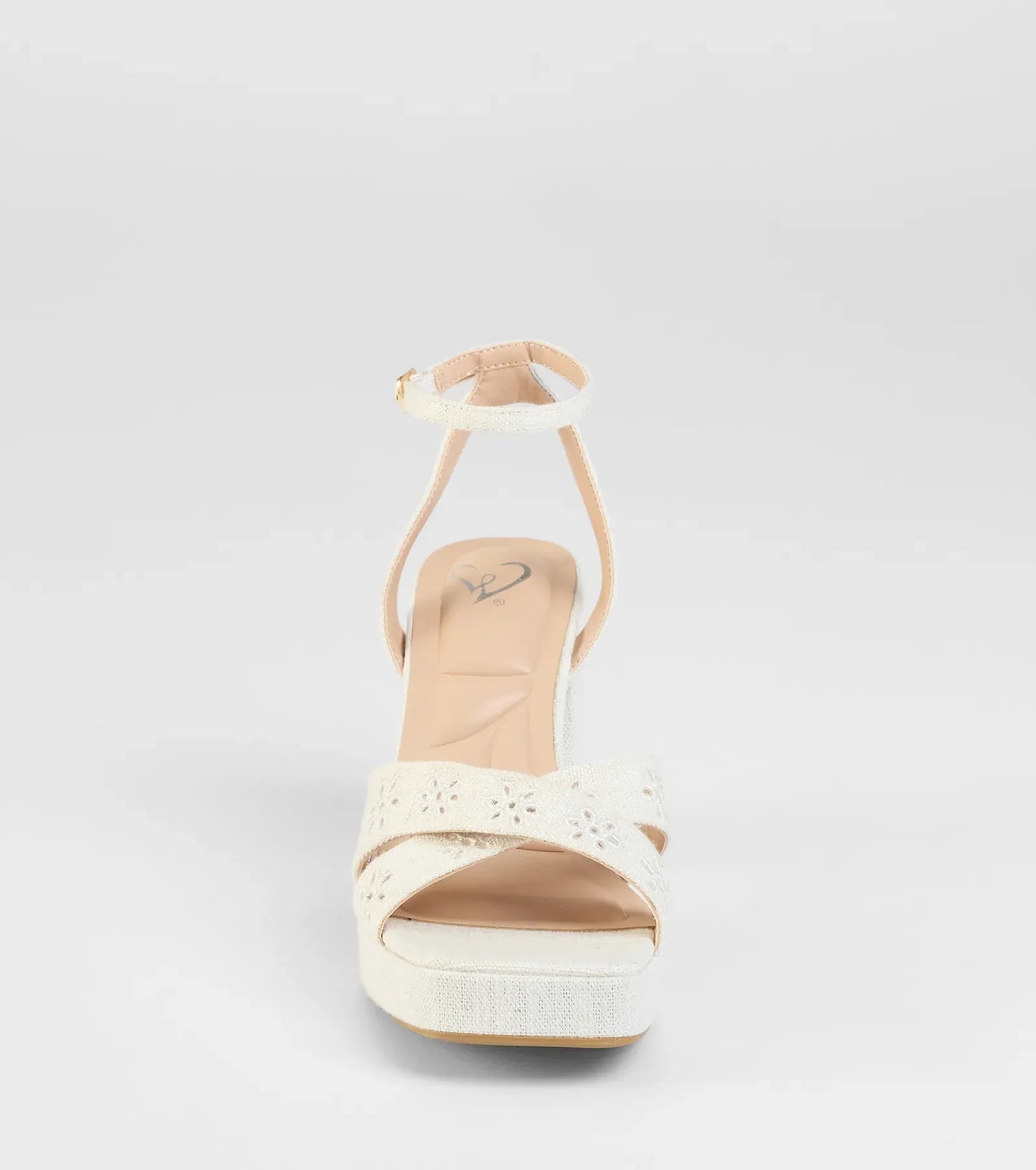 Resort Ready Eyelet Linen Platform Block Heels