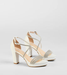 Night Shimmer Rhinestone Platform Block Heels