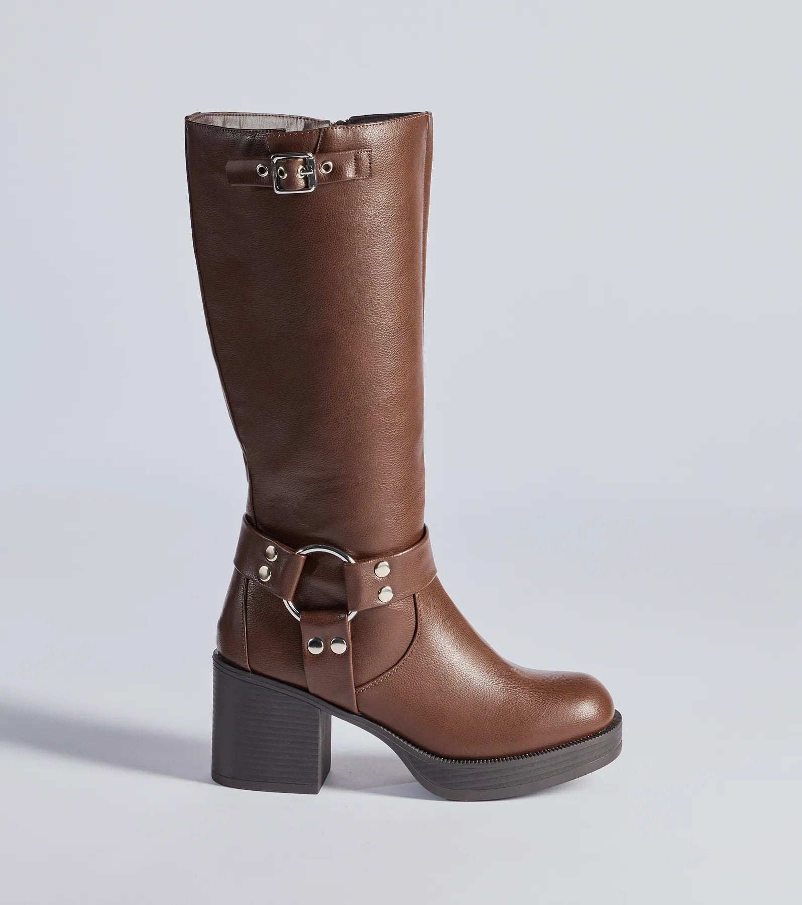 Sleek Strut Under-The-Knee Moto Boots