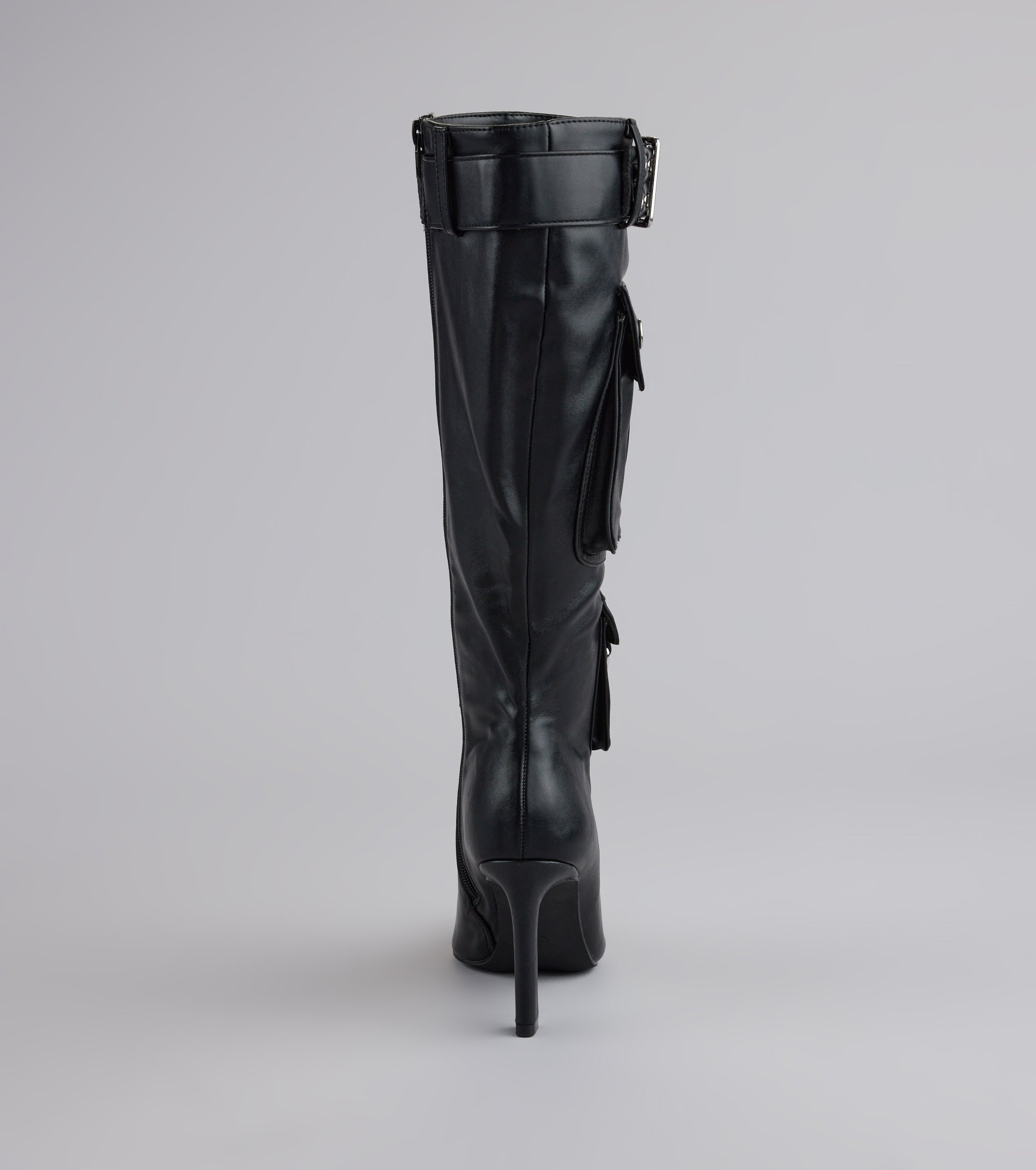 Hot on the Heist Buckled Pocket Stiletto Boots