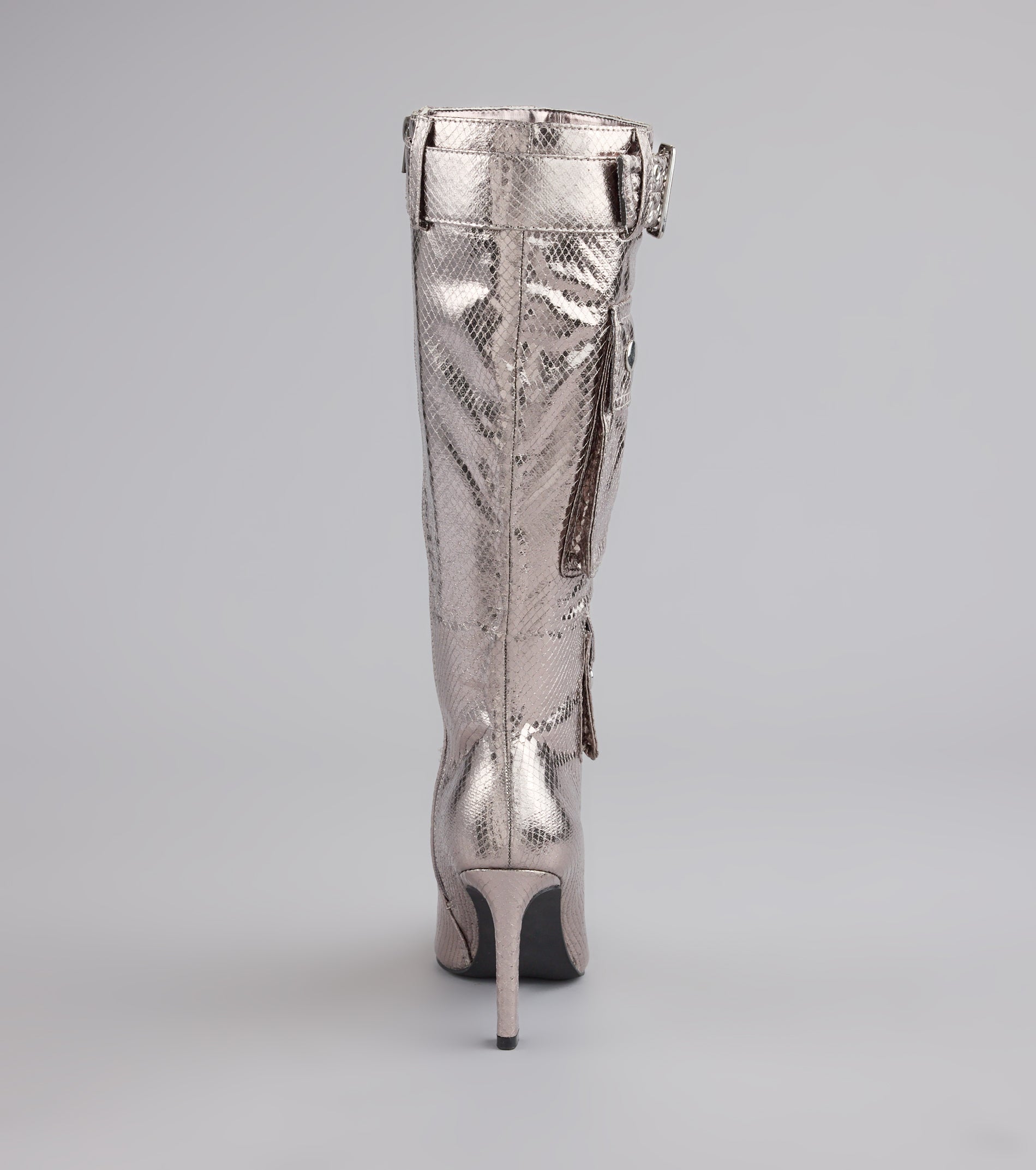 Hot on the Heist Buckled Pocket Stiletto Boots