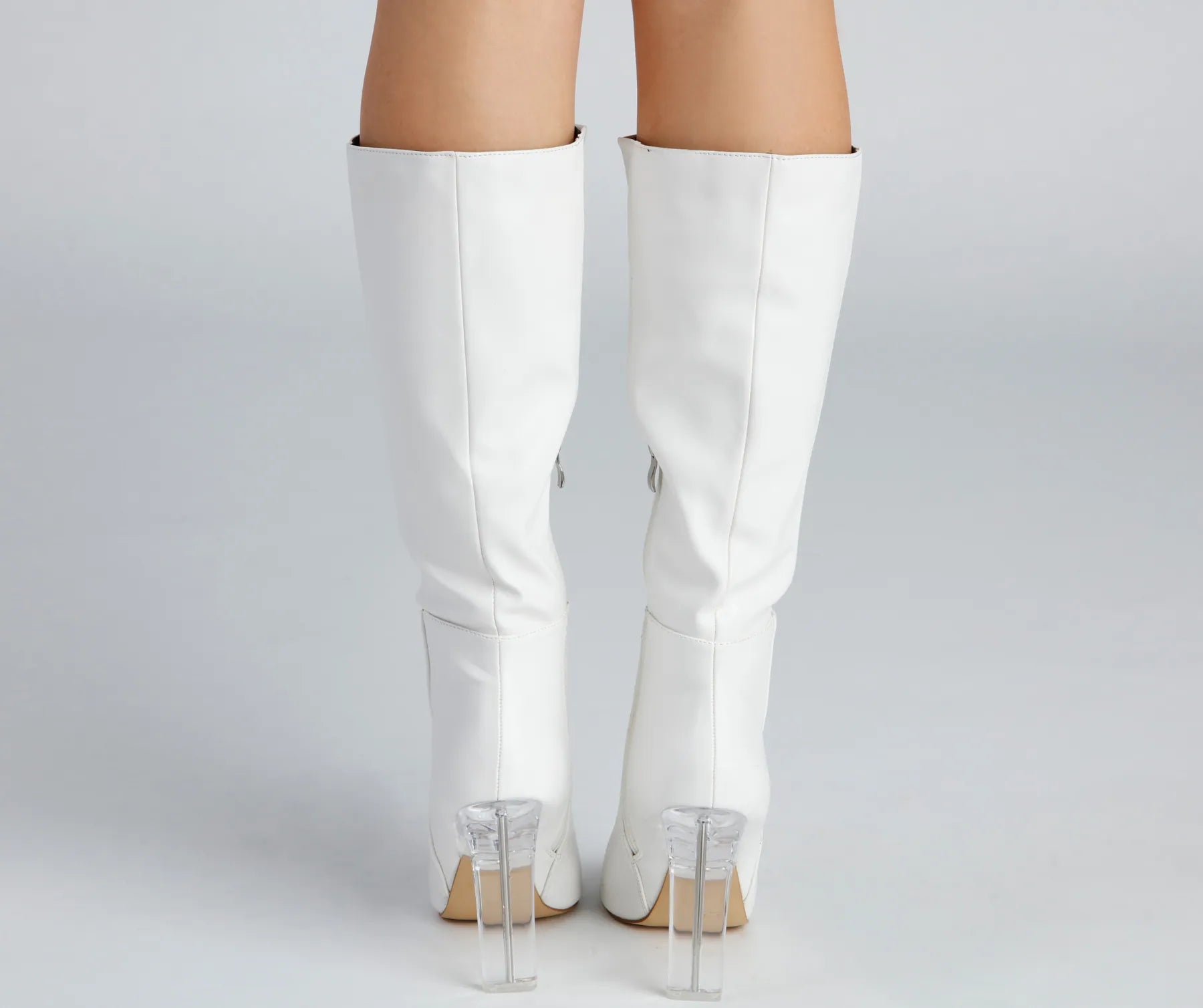 Clearly Chic Lucite Heel Boots