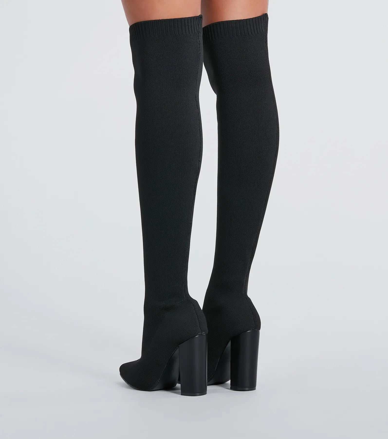Knit Girl Thigh-High Block Heel Boots