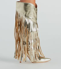 Shaking It Faux Leather Metallic Fringe Boots