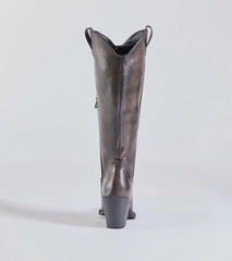 Boldly Chic Distressed Faux Leather Western Boots
