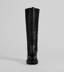 Edgy Chic Under-The-Knee Moto Platform Boots