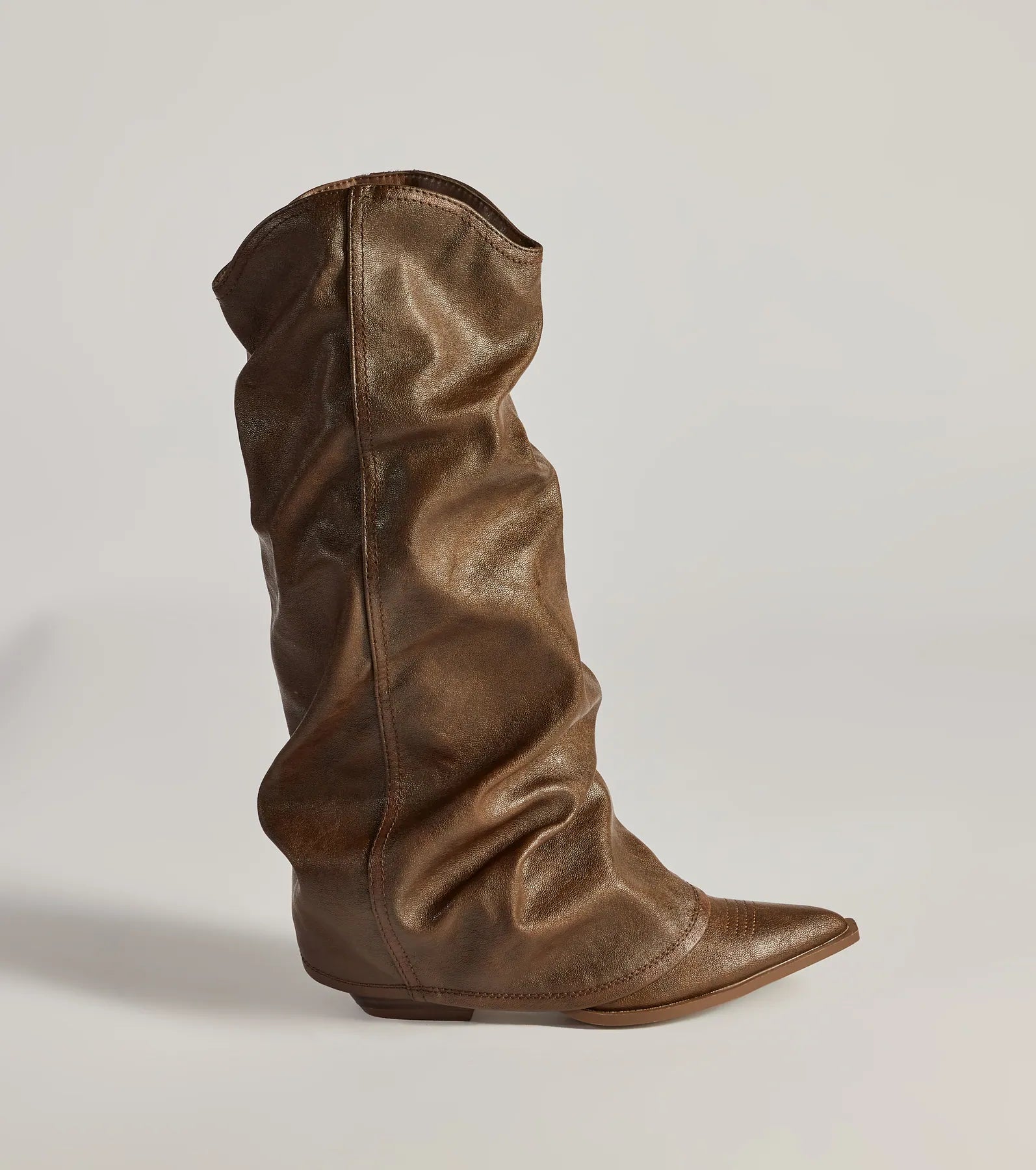 So The Drama Distressed Faux Leather Under-The-Knee Boots