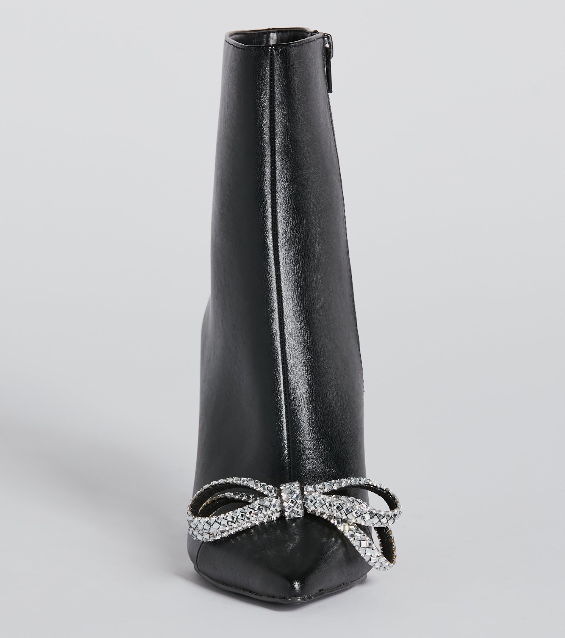 Gift Of Fab Faux Leather Rhinestone Bow Booties