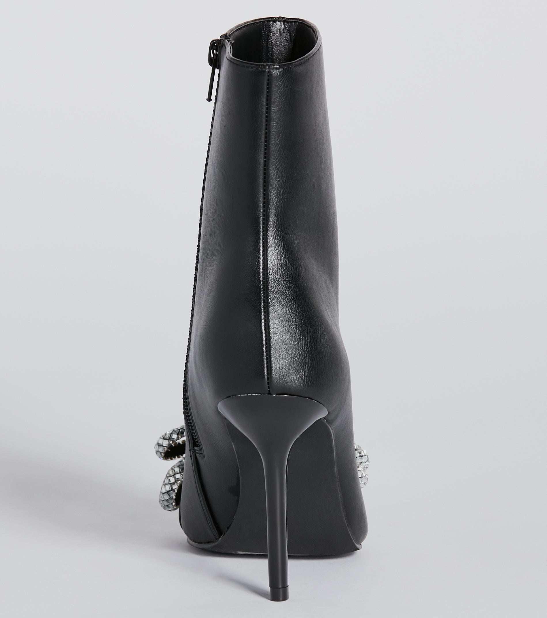 Gift Of Fab Faux Leather Rhinestone Bow Booties