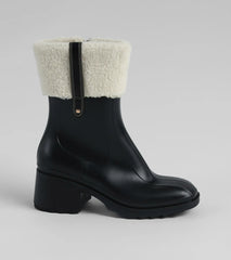 Chic Snow Bunny Faux Sherpa Rain Boots