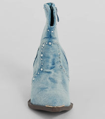 Cowgirl Charm Rhinestone Western Denim Booties