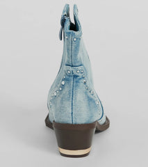 Cowgirl Charm Rhinestone Western Denim Booties