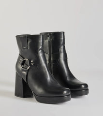Effortless Edge Moto Faux Leather Booties