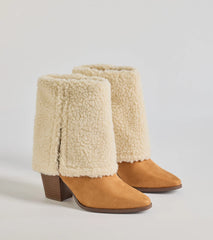Cozy Vibes Faux Sherpa Foldover Booties