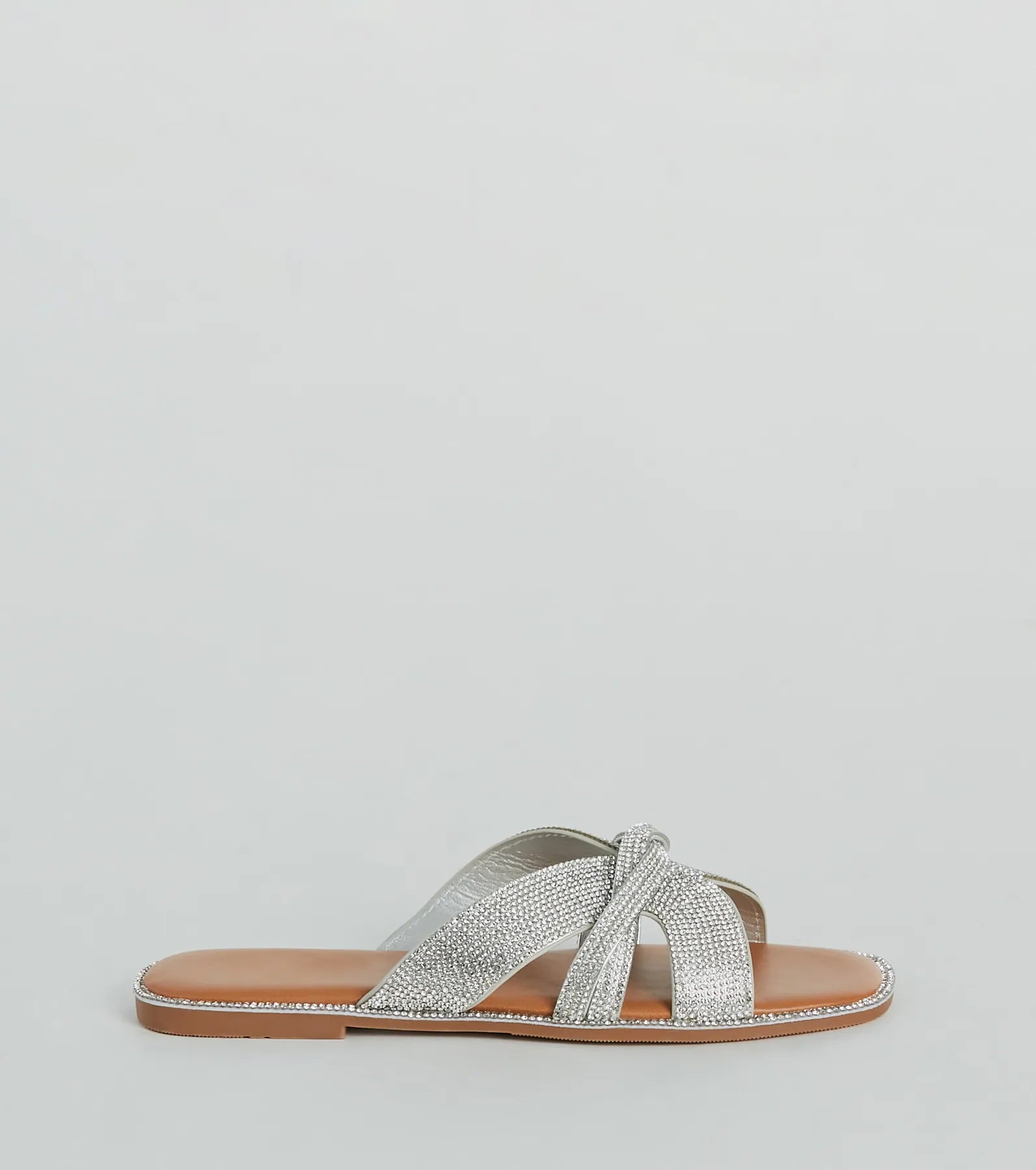 So Glitzy Rhinestone Strappy Faux Leather Sandals