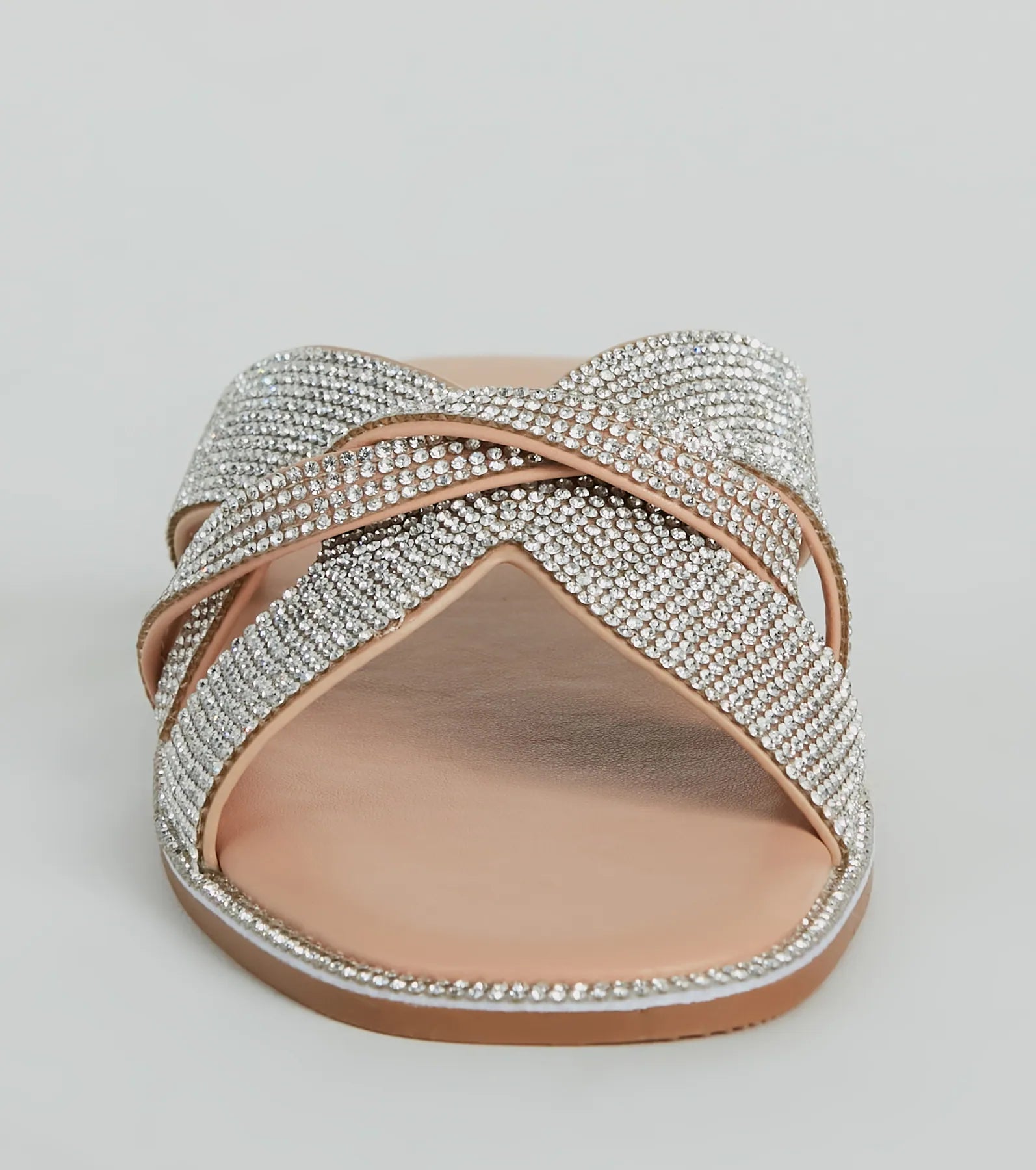 So Glitzy Rhinestone Strappy Faux Leather Sandals