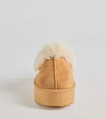 Cozy Mode Faux Fur Lined Platform Slippers