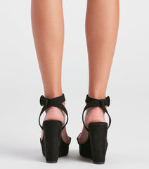 Edgy Links Wrap Platform Wedges